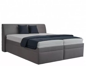 Dvoulůžko Merkur v rozměru 180x200 cm, v potahu Prima 13 Grey, s polštářkem a přehozem Malmö New 79