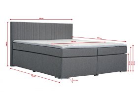 Boxspring Ludwig v rozměru 180x200 cm, v potahu Toledo Grey, rozměry 