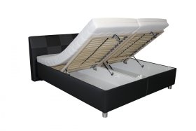 Dvoulůžko Nice v rozměru 180x200 cm, v potahu Loft Black a Kerpen 58007-81, ukázka úložného prostoru 