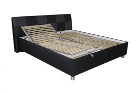 Dvoulůžko Nice v rozměru 180x200 cm, v potahu Loft Black a Kerpen 58007-81, ukázka polohování roštu 