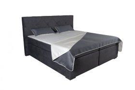 Boxspring Jasmin v rozměru 180x200 cm, v potahu Matrix 17, s topperem, s přehozem a polštářky v potahu Bartoli Duo 18