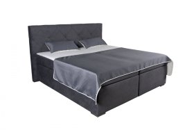 Boxspring Jasmin v rozměru 180x200 cm, v potahu Matrix 17, s topperem, s přehozem a polštářky v potahu Bartoli Duo 18