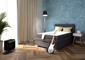 Boxspring Maria v rozměru 140x200 cm, v potahu Loft Grey, iteriér