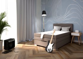 Boxspring Maria v rozměru 140x200 cm, v potahu Loft Coffee, interiér