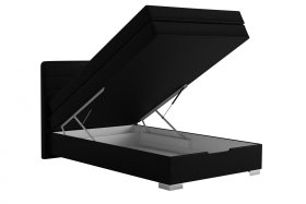 Boxspring Maria v rozměru 140x200 cm, v potahu Loft Black, ukázka úložného prostoru 
