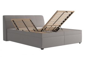 Dvoulůžko Merkur v rozměru 180x200 cm, v potahu Prima 12 Silver, ukázka polohování a úložného prostoru 