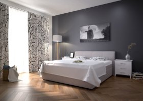 Dvoulůžko Merkur v rozměru 180x200 cm, v potahu Prima 12 Silver, interiér
