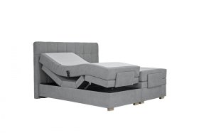 Boxspring Samara v rozměru 180x200 cm, v potahu Enjoy 7, detail čela, ukázka polohování, s topperem 