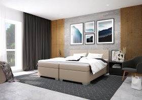 Boxspring Andy v rozměru 90x200 cm, v potahu Enjoy 2 Camel, interiér