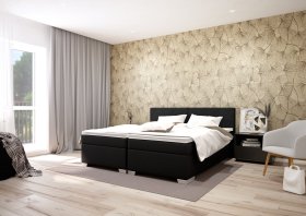 Boxspring Andy v rozměru 90x200 cm, v potahu Enjoy 25 Black, interiér