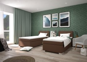 Boxspring Andy v rozměru 90x200 cm, v potahu Enjoy 4 Brown, interiér