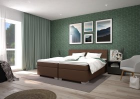 Boxspring Andy v rozměru 90x200 cm, v potahu Enjoy 4 Brown, interiér