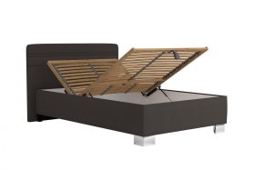 Jednolůžko Sendy v rozměru 120x200 cm, v potahu Salina 4004, ukázka polohování hlavy a úložného prostoru