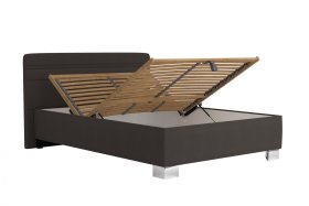 Jednolůžko Sendy v rozměru 140x200 cm, v potahu Salina 4004, ukázka polohování hlavy a úložného prostoru