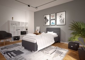 Jednolůžko Sendy v rozměru 90x200 cm, v potahu Milano 9000, interiér