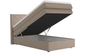 Boxspring Atika v rozměru 120x200 cm, v potahu Enjoy 2 Camel, ukázka úložného prostoru