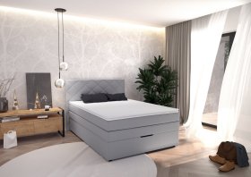 Boxspring Atika v rozměru 140x200 cm, v potahu Enjoy 21 Grey, interiér