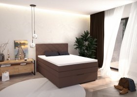 Boxspring Atika v rozměru 120x200 cm, v potahu Enjoy 4 Brown, interiér