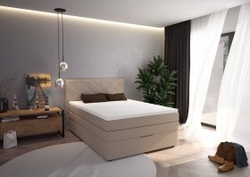 Boxspring Atika v rozměru 120x200 cm, v potahu Enjoy 2 Camel, interiér