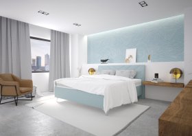 Dvoulůžko Tamara v rozměru 180x200 cm, v potahu Matrix 23 Aqua, interiér 
