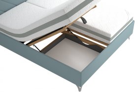 Dvoulůžko Tamara v rozměru 180x200 cm, v potahu Matrix 23 Aqua, ukázka úložného prostoru 