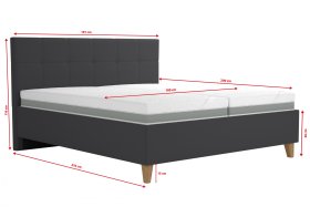 Dvoulůžko Meda v rozměru 180x200 cm, v potahu Savoy 94 DK. GR, rozměry