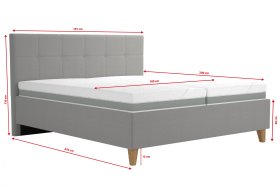 Dvoulůžko Meda v rozměru 180x200 cm, v potahu Savoy 91 Silver, rozměry 