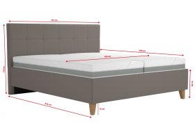 Dvoulůžko Meda v rozměru 180x200 cm, v potahu Loft Taupe, rozměry 