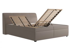 Dvoulůžko Merkur v rozměru 180x200 cm, v potahu Loft Taupe, ukázka polohování a úložného prostoru 