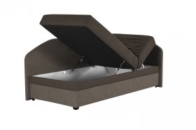 Válenda Turi v rozměru 90x200 cm, v potahu Largo 13 a Arte 5 Stone, ukázka polohování hlavy a úložného prostoru, pravý roh 