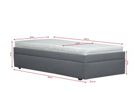 Jednolůžko Pluto v rozměru 90x200 cm,  v potahu Malmö New 95, rozměry