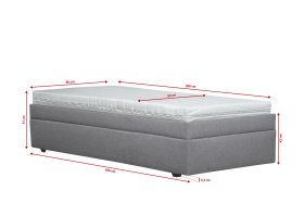 Jednolůžko Pluto v rozměru 90x200 cm, v potahu Malmö New 90, rozměry