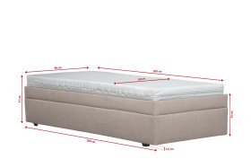 Jednolůžko Pluto v rozměru 90x200 cm, v potahu Malmö New 8, rozměry