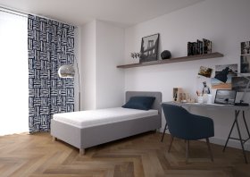 Jednolůžko Fiona v rozměru 110x200 cm, v potahu Malmö New 83, hlavové čelo, interiér