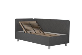 Jednolůžko Fiona v rozměru 90x200 cm, v potahu Malmö New 95, hlavové + boční čelo (levý roh), polohování hlavy