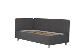 Jednolůžko Fiona v rozměru 90x200 cm, v potahu Malmö New 95, hlavové + boční čelo (levý roh), bez matrace