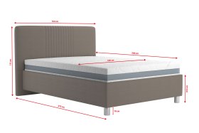 Jednolůžko Kayla v rozměru 140x200 cm, v potahu Loft Coffee, rozměry