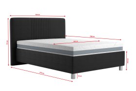Jednolůžko Kayla v rozměru 140x200 cm, v potahu Loft Black, rozměry