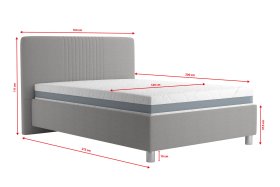 Jednolůžko Kayla v rozměru 140x200 cm, v potahu Savoy 91 Silver, rozměry