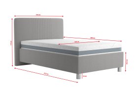 Jednolůžko Kayla v rozměru 120x200 cm, v potahu Savoy 91 Silver, rozměry