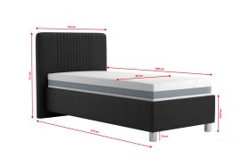 Jednolůžko Kayla v rozměru 90x200 cm, v potahu Loft Black, rozměry