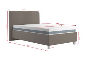 Jednolůžko Kayla v rozměru 120x200 cm, v potahu Loft Coffee, rozměry