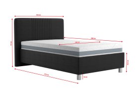 Jednolůžko Kayla v rozměru 120x200 cm, v potahu Loft Black, rozměry