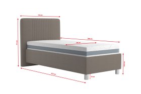 Jednolůžko Kayla v rozměru 90x200 cm, v potahu Loft Coffee, rozměry
