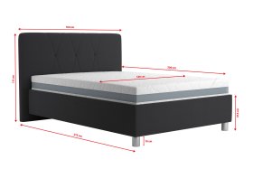 Jednolůžko Stella v rozměru 140x200 cm, v potahu Savoy 94 DK. GR., rozměry