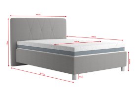 Jednolůžko Stella v rozměru 140x200 cm, v potahu Savoy 91 Silver, rozměry