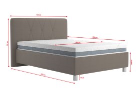 Jednolůžko Stella v rozměru 140x200 cm, v potahu Loft Coffee, rozměry