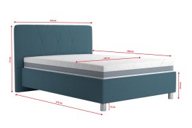 Jednolůžko Stella v rozměru 140x200 cm, v potahu Crown 13 Ocean Blue, rozměry
