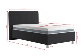 Jednolůžko Stella v rozměru 120x200 cm, v potahu Savoy 94 DK. GR., rozměry