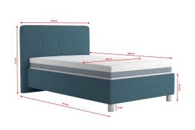 Jednolůžko Stella v rozměru 120x200 cm, v potahu Crown 13 Ocean Blue, rozměry